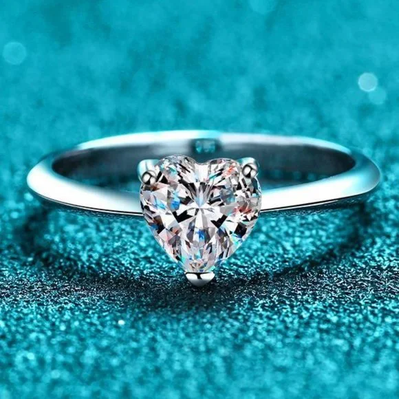 Certified 2ct. t.w. Diamond Moissanite Heart Engagement Ring NEW