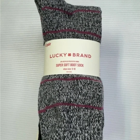 Lucky Brand Womens Pack of 6 Super Soft Boot Socks Size 5-10 Multi-Color