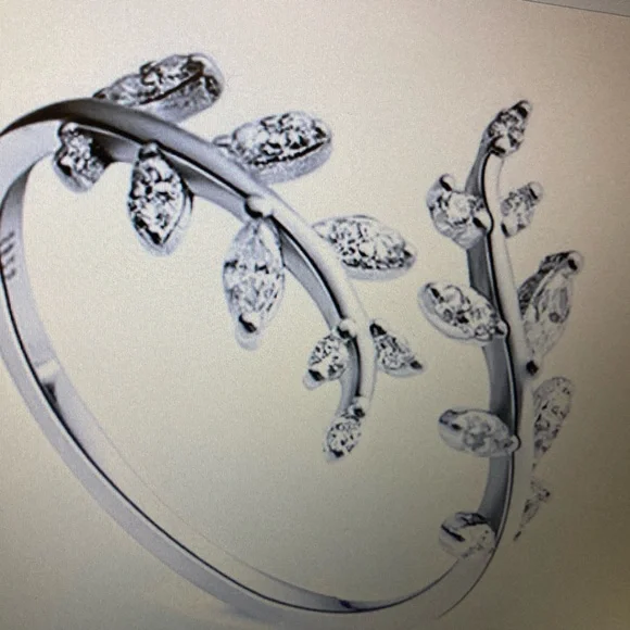Antian Accessories™ 925 Sterling Silver Adjustable Leaf Ring (Size 4–6