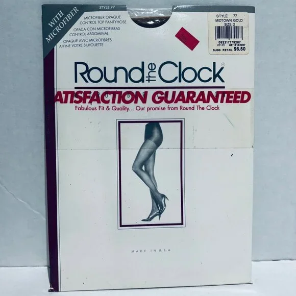 Vintage 90s NOS Microfiber Opaque Gold Control Top Pantyhose D Nylons
