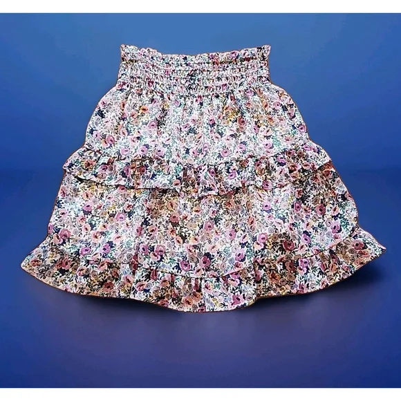 Sienna Sky Women's Floral Ruffled Skirt Size Small Spring Pull On.