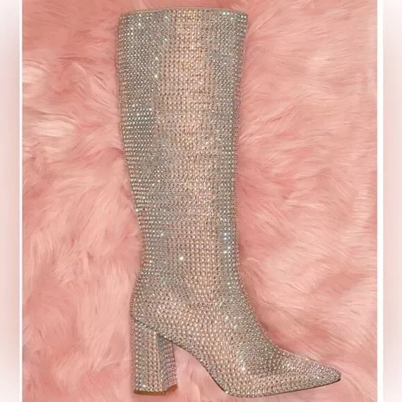 Betsey Johnson Farah Rhinestone Knee High Boots