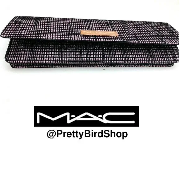 MAC clutch glitter pink makeup cosmetic brush case bag NEW