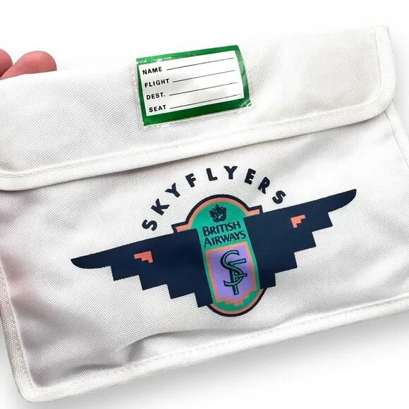 NEW VINTAGE British Airways Sky Flyers children's Bag amenity kit Bag Deadstock