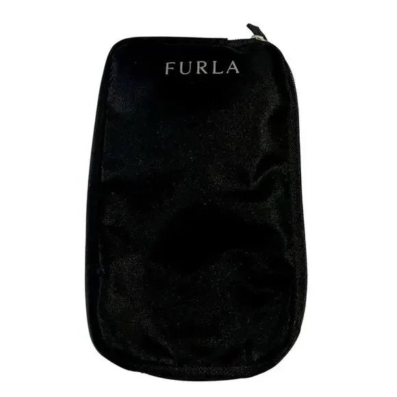 Furla Black Nylon Zip Pouch Turkish Airlines Business Class Travel Amenity Bag