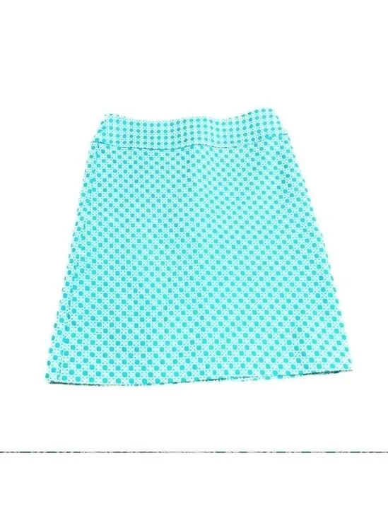 NWOT Talbots a-line knee skirt 100% cotton blue and white 4P