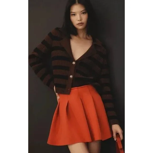 NWT Maeve Pleated Scuba Mini Skirt Size XS Red Anthropologie-sz XS