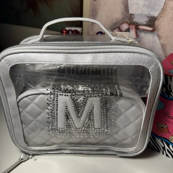 Set 3 Silver Quilted Women's Travel Bags NWT