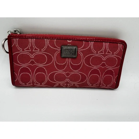 VTG COACH POPPY RED /SILVER GLITTER WALLET LONG ENVELOPE EUC PT2
