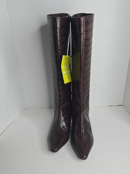 Gianni Bini Croc Embossed Leather Knee High Boots Size 6