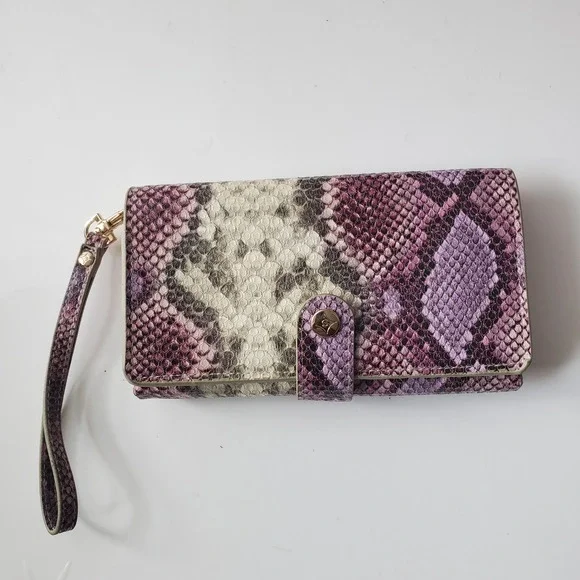 STEPHANIE JOHNSON Wristlet Havana Jane Wallet Credit Card Case Snake Print Leath