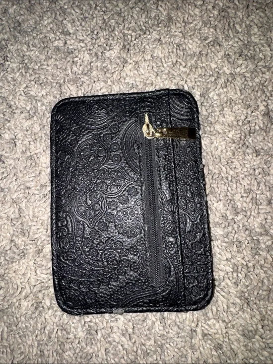 Black Embossed Zip Wallet - Stylish Women's Wallet