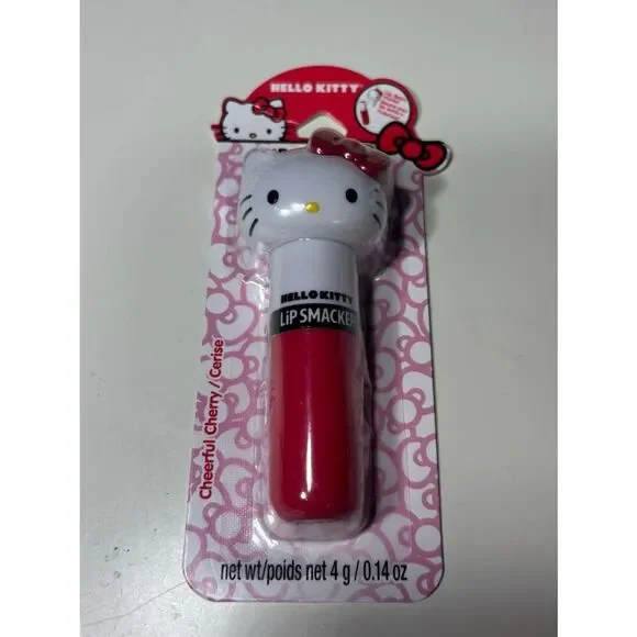 New Hello Kitty Lip Smacker Cherry Lip Balm - Pink & White