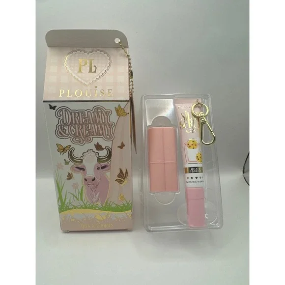 PLouise Dreamy & Creamy Milk & Cookies Lip Duo Silky Serum & Heart Balm Pink Set