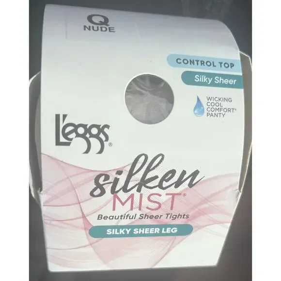 Leggs Silken Mist Pantyhose Tights Control Top Ultra Sheer Q Nude