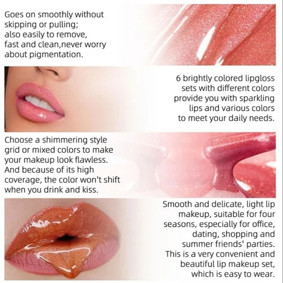 🆕GLITTER GLAZE HIGH SHINE LIPGLOSS BOXED SET OF 6