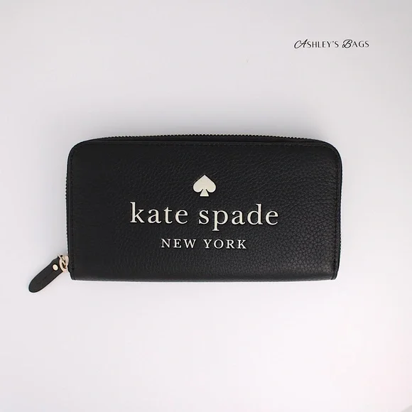 Kate Spade Ella Pebbled Leather Large Continental Wallet In Black