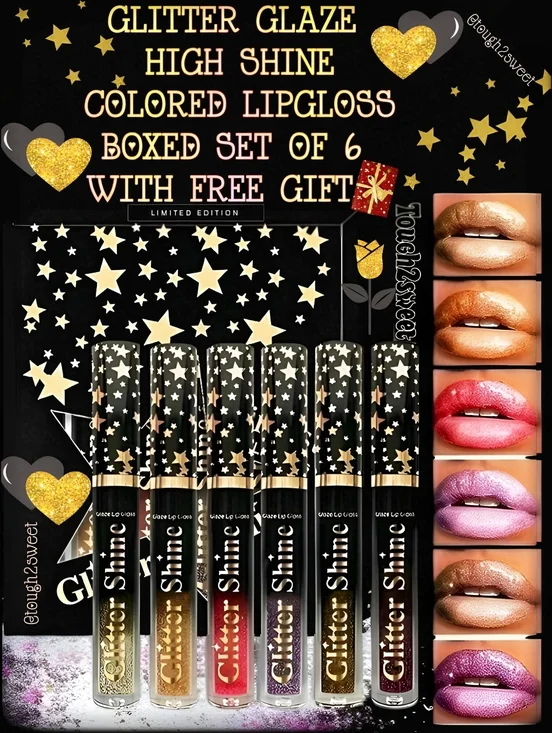 🆕GLITTER GLAZE HIGH SHINE LIPGLOSS BOXED SET OF 6