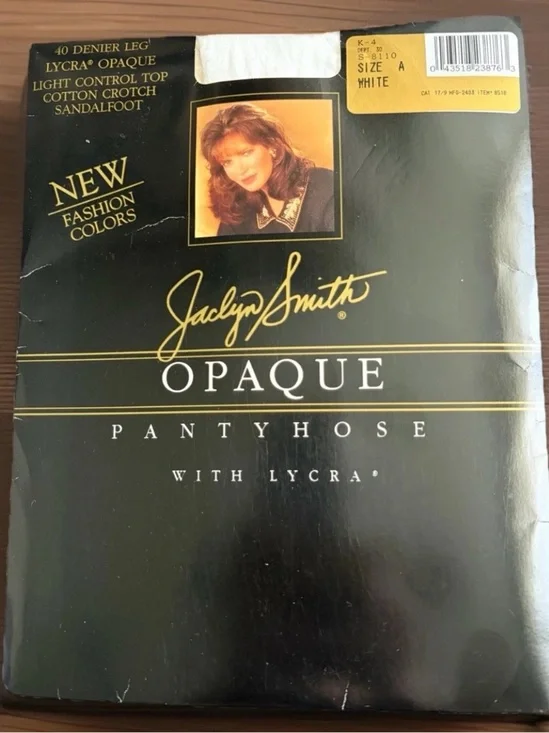 Vintage JACLYN SMITH Opaque Pantyhose Size A White Light Control Top SEALED 80s