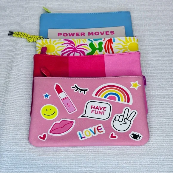 ipsy Pouch Set with Fun Graphics - Bundle of 4