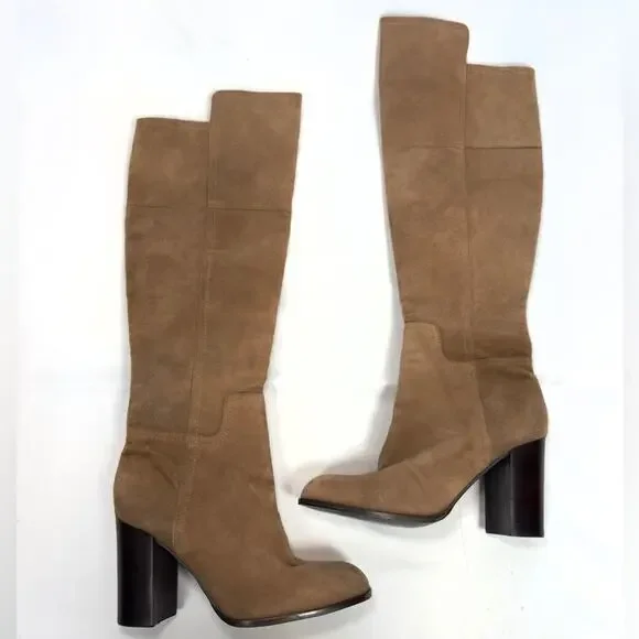 Pour La Victoire OTK Suede Boots Talia Block Heel Knee High Size 8.5