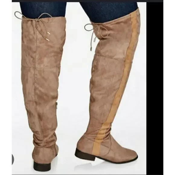 Ashley Stewart Suede Over The Knee Brown Women's Boots Size: 9