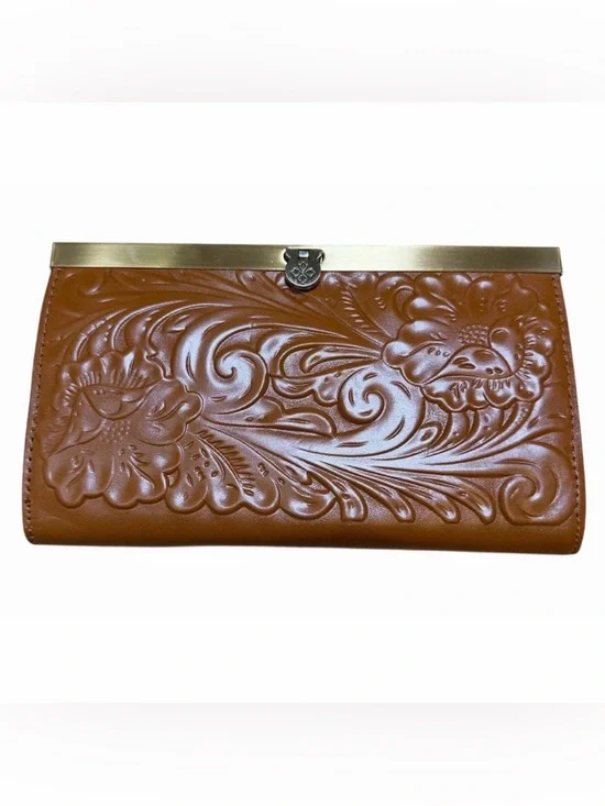 Patricia Nash Cauchy Tooled Wallet in Florence Brown RFID  NWOT