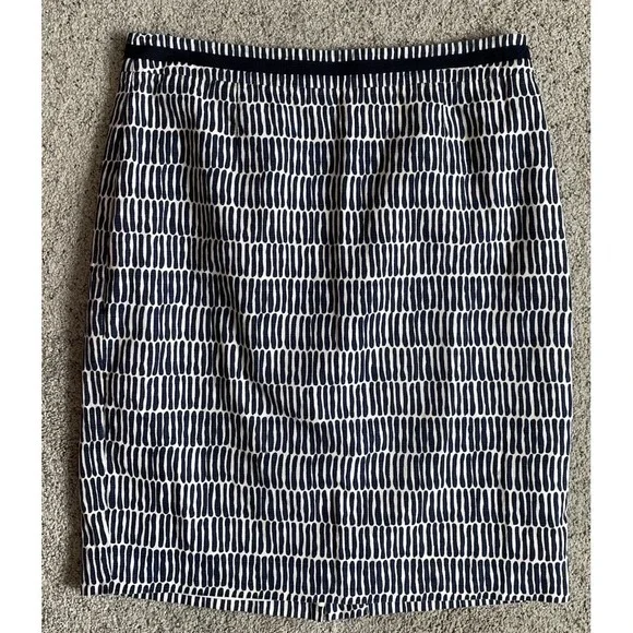 BODEN Women's Blue‎ White Mini Stripes Print Pencil Knee Length Skirt Size 14R