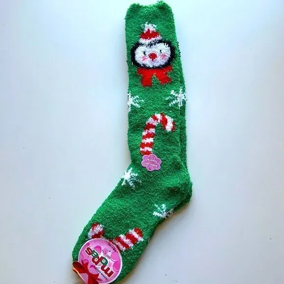 Mopas Green Penguin Holiday Socks Sz 9-11