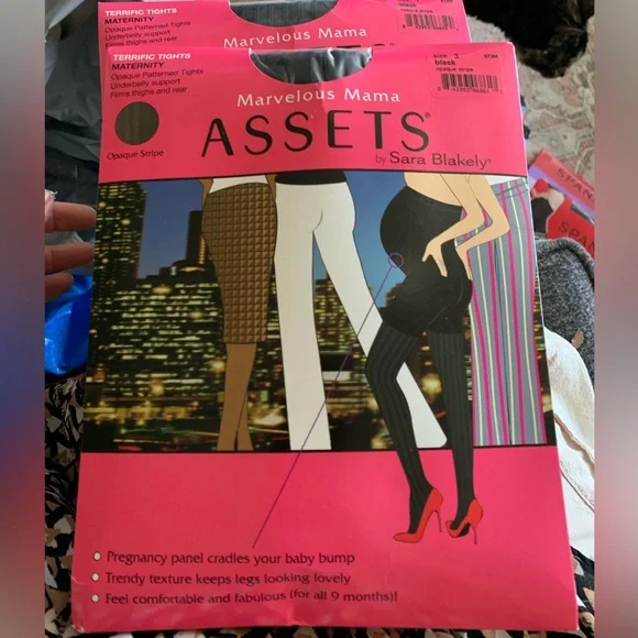 Marvelous Mama Assets by Blakely BLACK Maternity Opaque Tights NWT 🌴