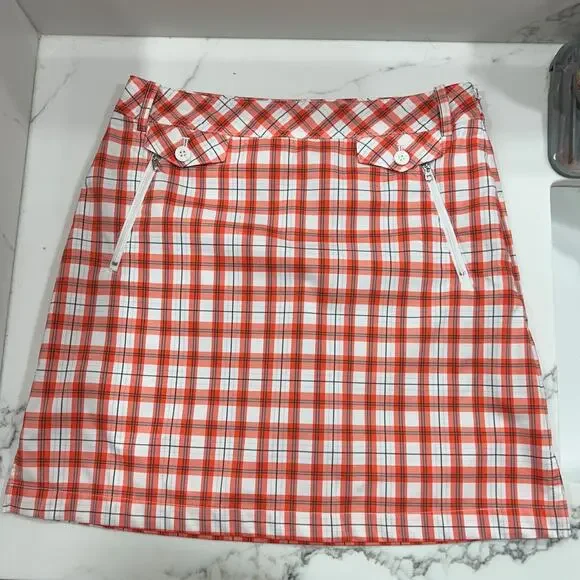 N’VO by Lanctot Plaid Golf Skort Built-In Shorts Zipper Pockets Women’s 4