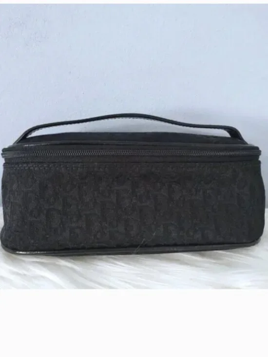 Dior Oblique canvas toiletry cosmetic travel case double zip EUC
