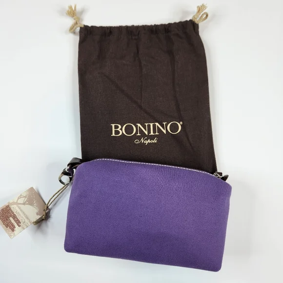 Bonino Made In Italy Makeup Cosmetic Bag Purple With Dust Cover Bag
