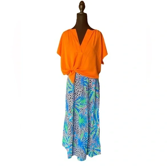 Vintage Worthington Skirt, Tropical Abstract Design, 34” Length Size 10, 80s 90s