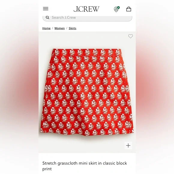 J. Crew Stretch Grasscloth mini skirt in‎ classic block print. Worn 1x