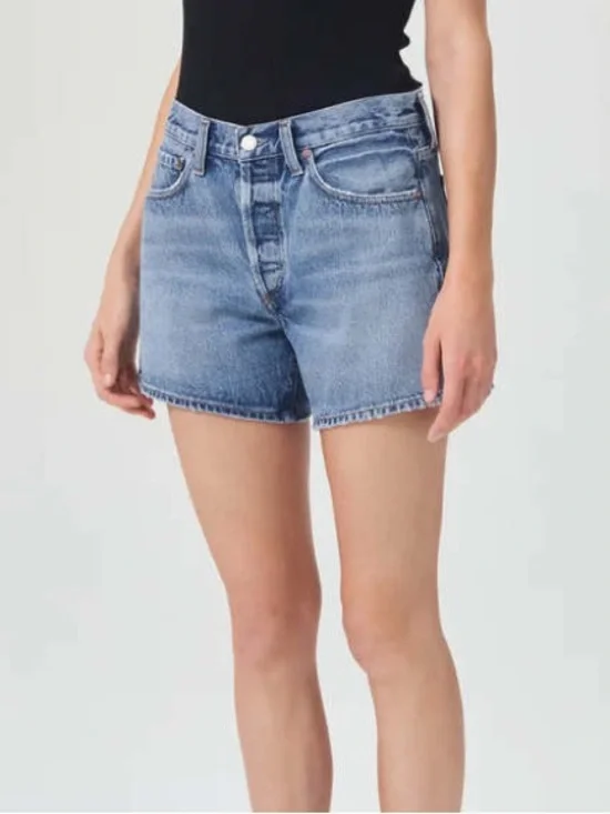 AGOLDE Parker Long Denim Button Fly Shorts Occurrence Wash Size 33