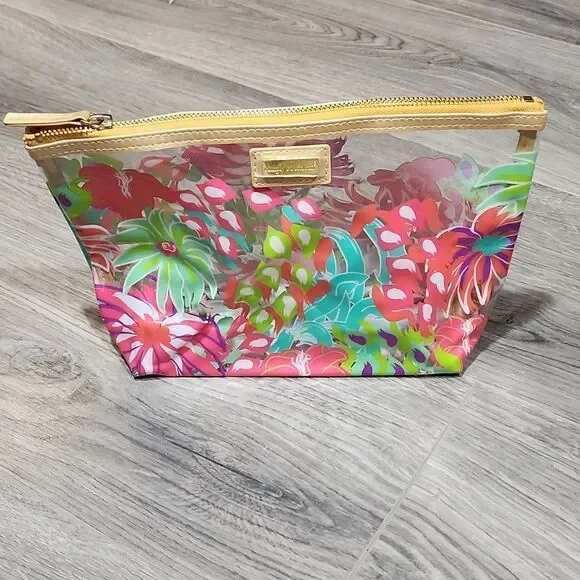 NWOT Simply Southern Clear Floral Travel Clutch Makeup Bag