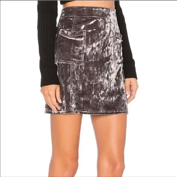 NWOT BB Dakota Metallic Calhoun Crushed Velvet Skirt Mini 4