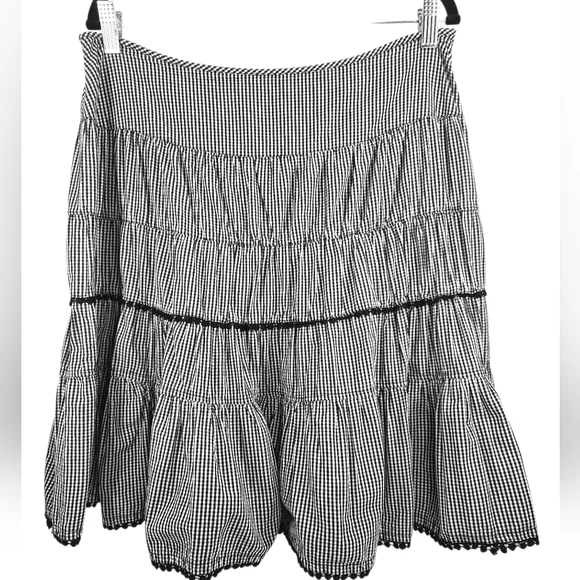 Gingham Tiered Cotton Cottagecore Midi Natural Fiber Y2k Vtg‎ 2000s Skirt