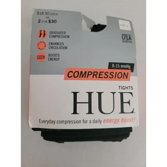Hue Size 2 NWT! Espresso Graduated Compression Tights!‎  (X02G)