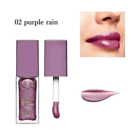 New NIB Clarins Lip Oil Shimmer Shade 02 Purple Rain RARE .2 oz