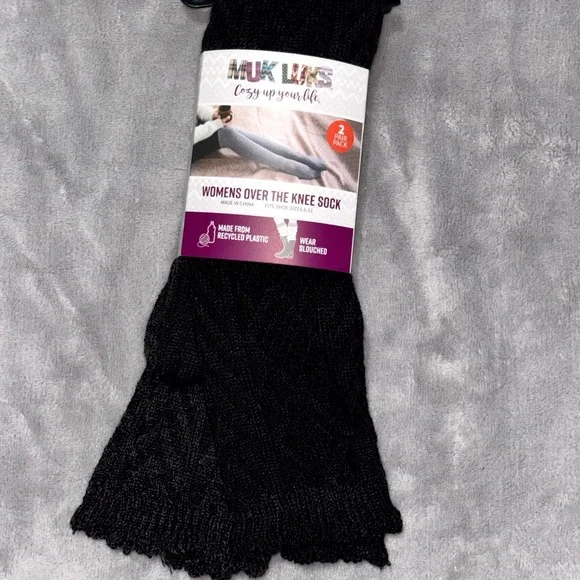 Muk Luks Cozy Up Your Wear Slouched Over The Knee Socks Womens OS (6-11) 2 Pack‎