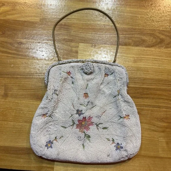 VINTAGE‎ FRENCH BEADED EVENING HANDBAG 1950'S