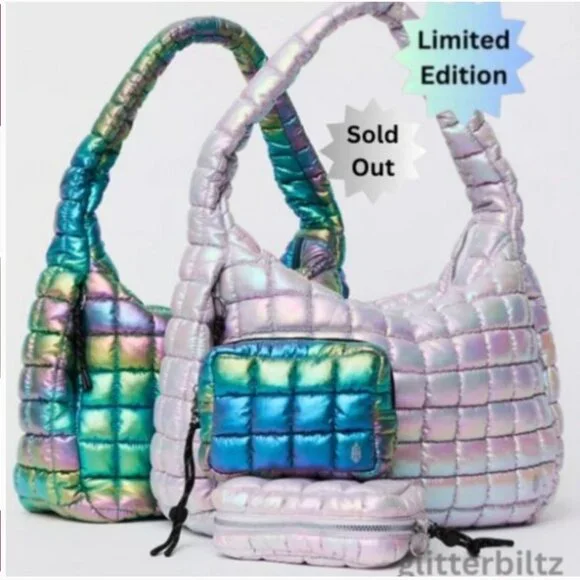 Free People Quilted Carryall Mini Case Limited Edition Irridescent Nebula