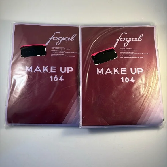 Lot Of 2 New Fogal Makeup 164 Women's Pantyhose Sz Small Graphite Career‎ Dress