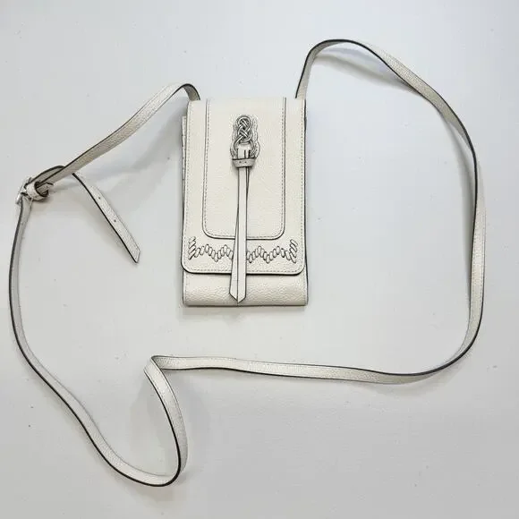 Brighton Interlok Phone Organizer Celtic Silver Hardware Cream Woven Leather