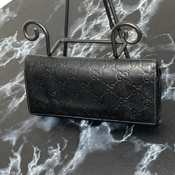 GUCCI Women’s Black Fold Leather Wallet 100% AUTHENTIC