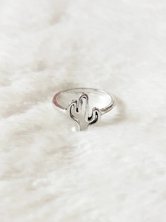 5/$15 🩷 MUST BUNDLE Silver Cactus Ring - Minimalist Desert Jewelry