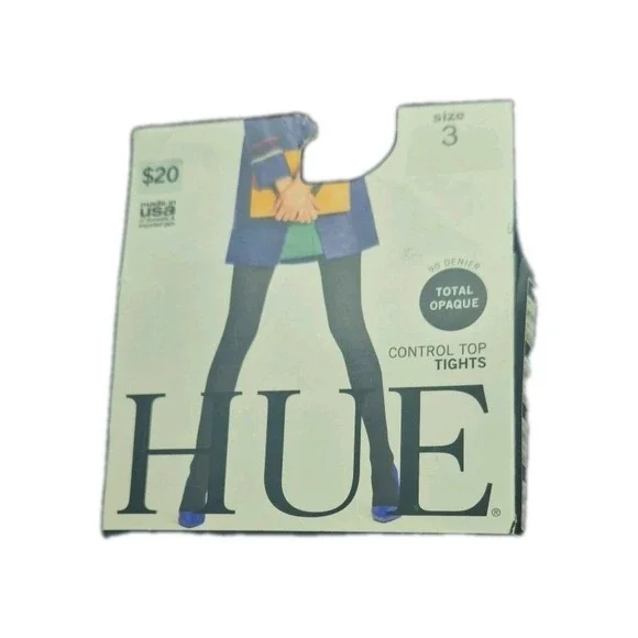 Hue Total‎ Opaque Control Top Tights Size 1 Navy 90 Denier