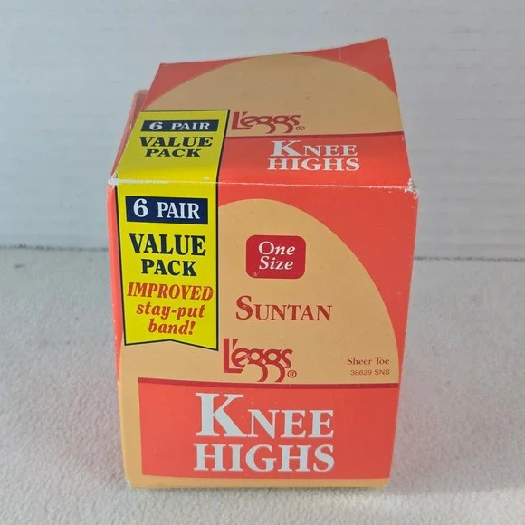 VTG Leggs Knee Highs 6 Pair Value Pack Suntan One Size‎ Sheer Toe Improved